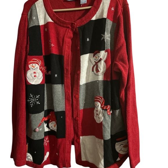 WOMENS  CHRISTMAS  BUTTON UP KNIT SWEATER  PLUS SIZE 1X  BY LIZ & ME    L@@K - Picture 1 of 6